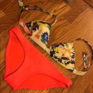 Triangl neon orange and floral bikini size small